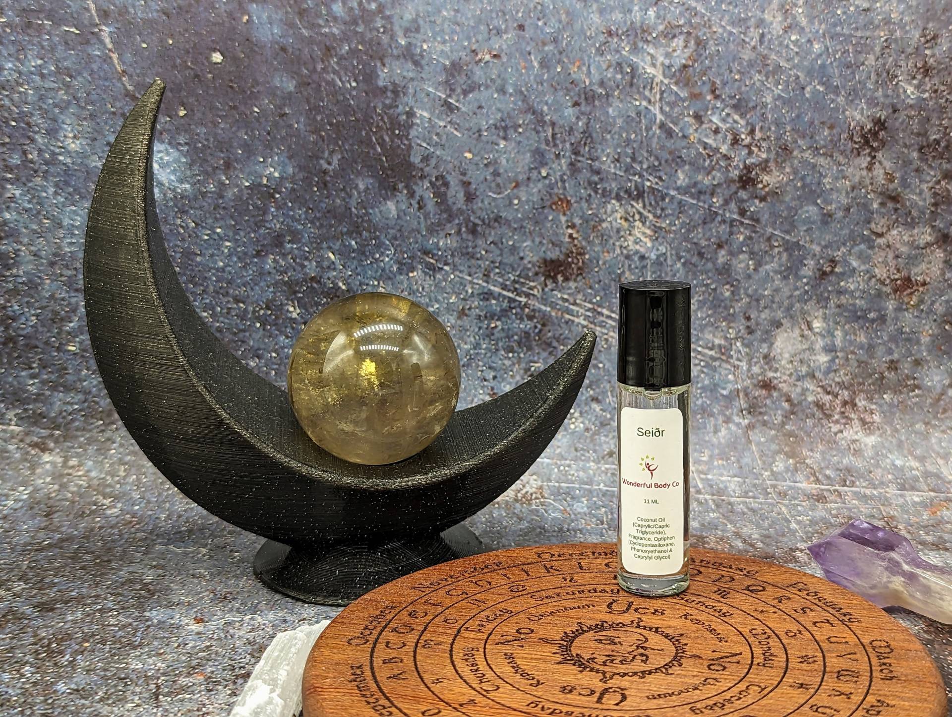 Seidr Roller Ball Parfum, Seiðr Ritual Inspiriert, Unisex Geschenk, Lavendel Zedernholz Palmarosa Bergamotte Muskatellersalbei, Charmed Kokosnussöl von WonderfulBodyCo