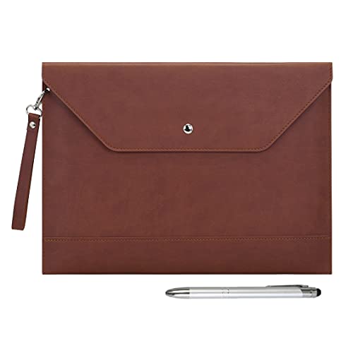 Wonderpool A4 Umschlaghülle Aktenmappe Datei-Hülle Verdicktem PU Leder mit Andgelenkriemen und taschen Beutel für Dokumente Schreibwaren Tablet-PC Halter Organizer Tasche (Kaffee) von Wonderpool