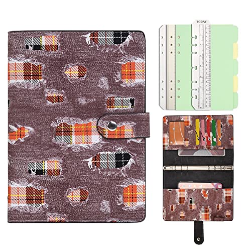 Wonderpool Spiral Leder Tagebuch Ringbuch Nachfüllbarer 6 Löcher Binder Notizbuch Loseblatt Muster Einband Portfolio mit Innentaschen-100g dickes Papier für Schule Arbeit Reisen (Denim, A5) von Wonderpool