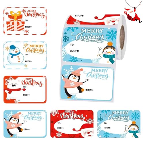 Wondsea 250 Stück Weihnachtsaufkleber,Premium Selbstklebend,Für Beschriften,Geschenktüten&Verpackung,Frohe Weihnachten Sticker für Umschläge&Papiertüten(7.5 x 5cm) von Wondsea