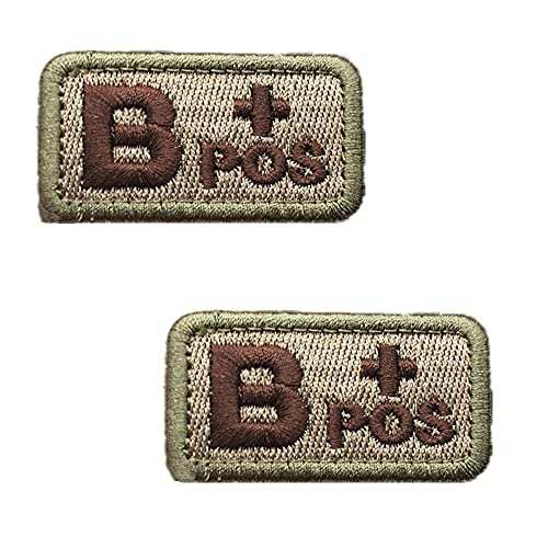 Wonesifee Tactical Blood Type Patches B+ Positive POS Hook and Patch 2 Pieces Various Styles in Embroidered 5.1 cmx2.5 cm Morale Military Navy Army Badge for Outdoors Patches von Wonesifee