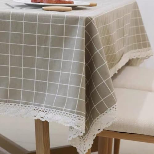 Wonhomke Plaid Spitze Weihnachten Tischtuch Tischdecken Quadratische Tischdecke Rechteckig Party Bankett Esstisch Abdeckung (Grau, 140 * 180cm(55.1x70.8inch)) von Wonhomke