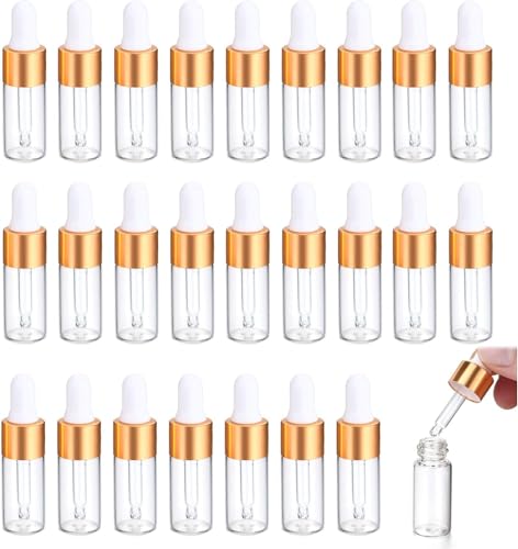 Wonjean Pipettenflasche 25 Stücke Mini Pipettenflasche 3ml Pipettenflasche kleine Glasflasche Transparente Glasflasche mit Tropfpipette,für Ätherisches Öl Aromatherapie Massage Duftöl Probe von Wonjean