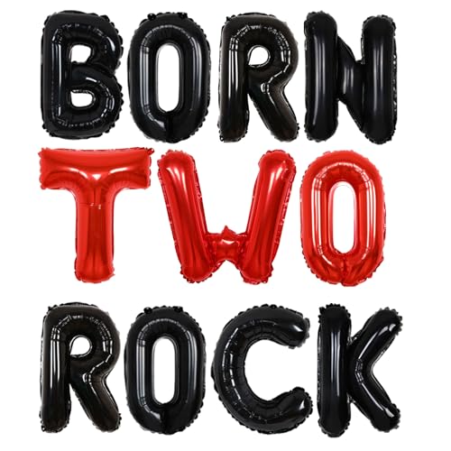 Rock Theme 2nd Birthday Decorations, Born Two Rock Party Decorations Balloon, Music Sign Guitar Foil Balloons for Two Year Old Boy Girls Music Theme Birthday Party von Wonmelody