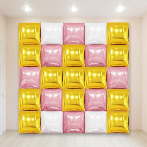 Wonmelody 25 Stück rosa und goldene quadratische Luftballons, 48,3 cm, doppelseitig, quadratisch, Folienballon-Wandhintergrund, rosa und goldfarben, Ballonbogen-Set für Jahrestag Wonmelody 25 Stück rosa und goldene quadratische Luftballons, 48,3 cm, doppelseitig, quadratisch, Folienballon-Wandhintergrund, rosa und goldfarben, Ballonbogen-Set für Jahrestag von Wonmelody