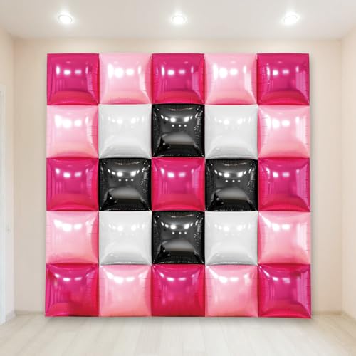 Wonmelody 25 Stück schwarze und pinke quadratische Luftballons, 48,3 cm, doppelseitiger Ballon-Wandhintergrund, Helium-Mylar-Ballon, Tunnel, Bogengirlande, Kit für Geburtstag, Braut, Jahrestag Wonmelody 25 Stück schwarze und pinke quadratische Luftballons, 48,3 cm, doppelseitiger Ballon-Wandhintergrund, Helium-Mylar-Ballon, Tunnel, Bogengirlande, Kit für Geburtstag, Braut, Jahrestag von Wonmelody