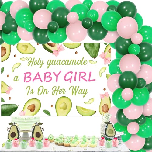 Wonmelody Avocado Babyparty-Dekor für Mädchen, Avocado, Grün, Rosa, Ballonbogen-Set, Heilige Guacamole A Baby Girl is On Her Way Hintergrund, Banner, Obst, Avocado-Zubehör für Avocado, Babyparty, von Wonmelody