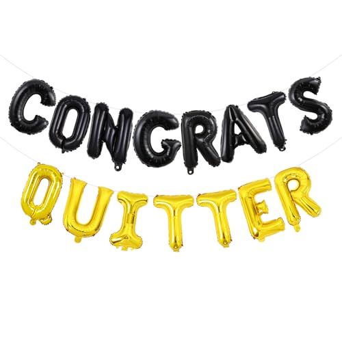 Wonmelody Congratulations Quitter Party Decorations Congrats Quitter Balloon Banner Happy Retirement Decorations Coworker Leaving Decor Retirement Party Supplies for Farewell Party Men Women von Wonmelody