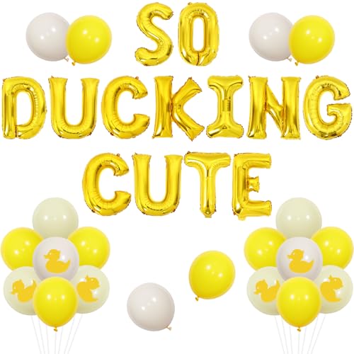 Wonmelody Ente Geburtstagsparty-Dekorationen So Ducking Cute Balloon Banner mit niedlichen Enten Karten Ente Thema Erster Geburtstag Dekorationen für Enten Geburtstag Babyparty Party von Wonmelody