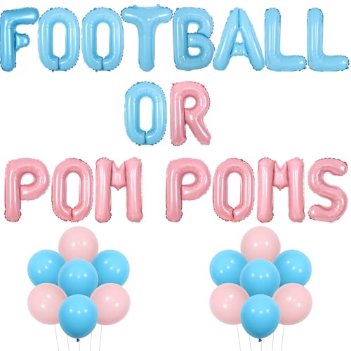 Wonmelody Fußball Geschlecht offenbarung Dekorationen Fußball oder Pompons Babyparty Ballon Banner Rosa Blau Fußball oder Cheerleader Dekorationen Junge oder Mädchen Dekorationen für Fußball Sport von Wonmelody