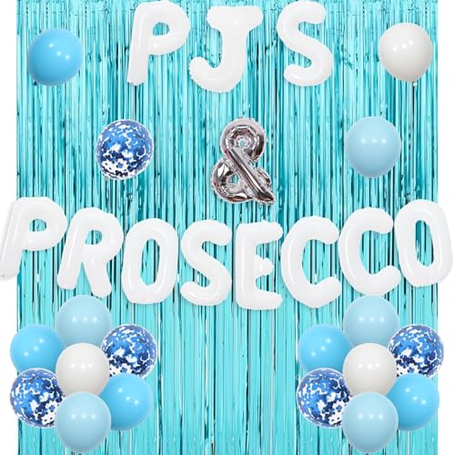 Wonmelody PJs and Prosecco Banner Decor Bachelorette Party Decor Blue Prosecco Banner Bridal Shower Decoration with Diamond Ring Balloon for Slumber Pajama Party Girl Night Out Wonmelody PJs and Prosecco Banner Decor Bachelorette Party Decor Blue Prosecco Banner Bridal Shower Decoration with Diamond Ring Balloon for Slumber Pajama Party Girl Night Out von Wonmelody