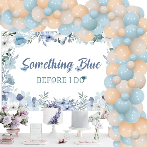 Wonmelody Something Blue Before I Do Brautdusche Dekorationen Something Blue Before I Do Hintergrund Banner Blau Weiß Ballon Girlanden Kit Blau Weiß Vintage Floral Dekor für Hochzeit Brautparty von Wonmelody