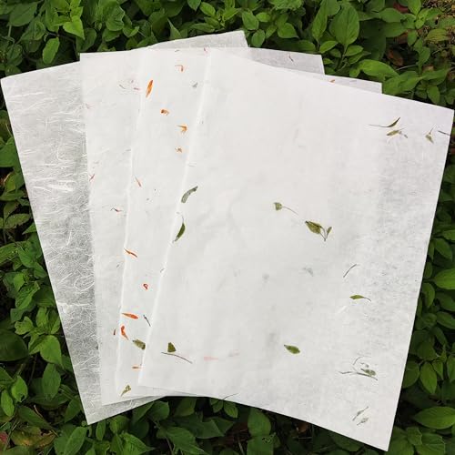 Wonninek 60 Blätter Maulbeerpapier, 30 x 40 cm Handgemachte Naturfaser Reispapier, durchsichtige Art Tissue Origami Japan Washi Papier, chinesisches Xuan Papier, dünnes Decoupage Papier, DIY Handwerk von Wonninek