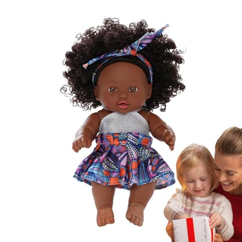 Wonsfuleu Schwarze Mädchenpuppe, afrikanische realistische Puppen - Realistische afrikanische wiedergeborene Mädchenpuppen | Süße multikulturelle Real-Life-Puppen mit beschwertem Körper und Kleidung von Wonsfuleu