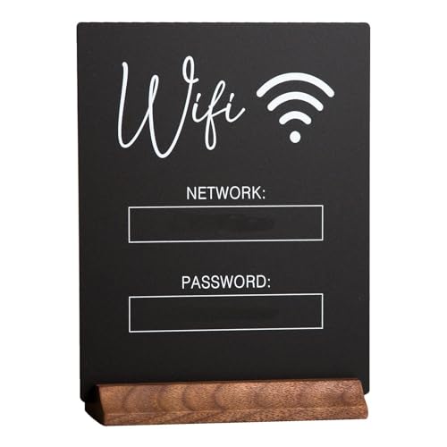 Wonsfuleu WiFi-Board-Zeichen | WLAN-Schilder für Gästezimmer mit Holzsockel,WiFi-Schild für Gäste in Salon, Lobby, Restaurant und Geschäft, Tischdekoration von Wonsfuleu