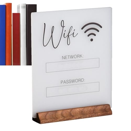 Wonsfuleu WiFi-Schild aus Acryl | WLAN-Board mit Holzsockel für Gästezimmer | WiFi-Schild, Fotoblockhalter, Herzstück-Dekoration für Zuhause, Geschäft von Wonsfuleu