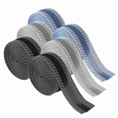 Wonvify 6 Stück Klebeband zum Aufbügeln, kein Nähen erforderlich, selbstklebendes Band zum Aufbügeln aus Polyester, für Vorhang, Hose, Kleid, Jeans, Kleidung (Schwarz, Grau, Blau) von Wonvify