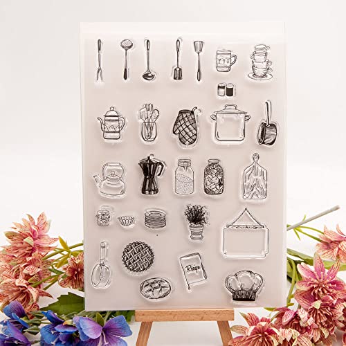 WooYangFun Kochzubehör Teekanne Topf Kaffee Clear Stempel für Kartenherstellung Dekoration und Scrapbooking, transparenter Stempel für Prägung Album Handwerk von WooYangFun