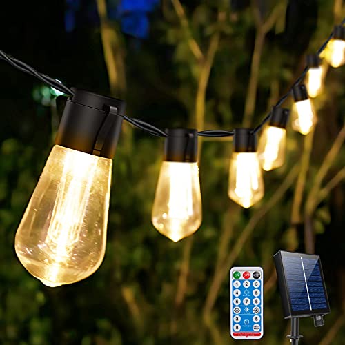 Garten-Solar-Lichterkette für den Außenbereich, 75 m, IP65 wasserdicht, 8 Modi, 20 LED-Fernbedienung, solarbetrieben für Weihnachtsfeier, Festival-Dekoration (warmweiß) von Wooany