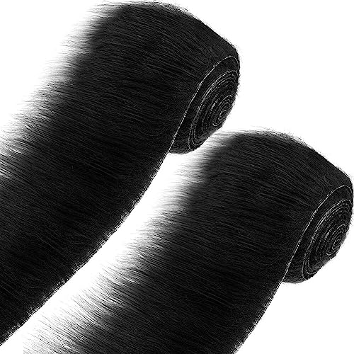 Wooauto 2pcs Flauschig Kunstfell Kunstpelz Roll Plüsch dekorative Band für Nähen Pelz Patch Stoff flauschige Pelz Handwerk breite Band Pelzstreifen für Hausschuhe, Rutschen, Fransen,1.5m,Schwarz von Wooauto