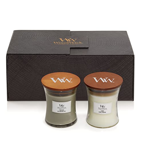 WoodWick Scented Candles Gift Set | Fireside & Linen Hourglass Scented Candles with Crackling Wicks | Up to 60 Hours Burn Time | Gift Box | Perfect Mothers Day and Easter Gifts for Women von WoodWick