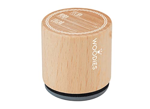 Stempel aus Holz und Gummi, Datum, Ort, Durchmesser: 33 x 30 mm. von Woodies