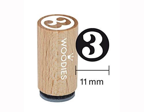 Woodies Mini Stempel 3, Holz, 1,5 x 1,5 x 3 cm von Woodies