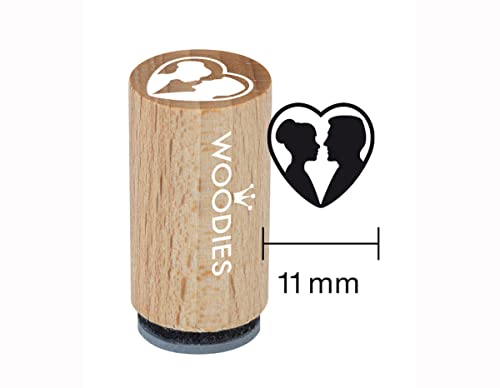 Woodies Mini Stempel Brautpaar mit Herz, Holz, 1,5 x 1,5 x 3 cm von Woodies