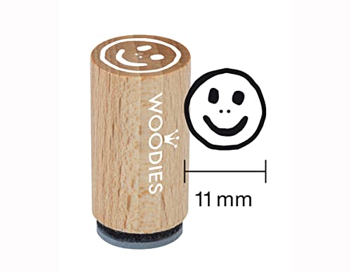 Woodies Smiley Mini Stempel, Holz, braun, 15 mm von Woodies