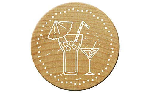 Woodies Stempel Cocktails, Holz, 3,4 x 3,4 x 3,5 cm von Woodies