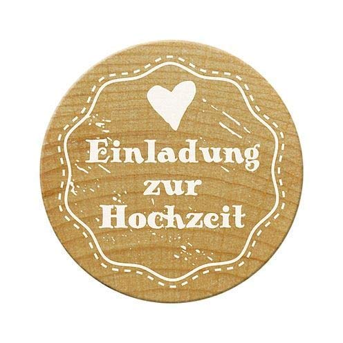 Woodies Stempel Einladung zur Hochzeit, Holz, 3,4 x 3,4 x 3,5 cm von Woodies