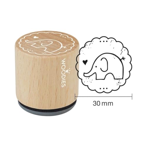 Woodies Stempel Elefant, Holz, 3,4 x 3,4 x 3,5 cm von Woodies