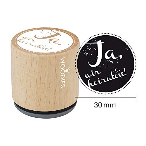 Woodies Stempel Ja, 108.068, Holz, 3,4 x 3,4 x 3,5 cm von Woodies