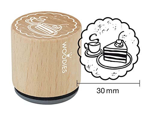 Woodies Stempel Kaffee und Kuchen, Holz, 3,4 x 3,4 x 3,5 cm von Woodies