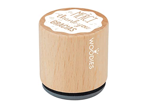 Woodies Stempel – Thema Danke, Holz, 3,4 x 3,4 x 3,5 cm, Holz, Holz, 3,4 x 3,4 x 3,5 cm von Woodies