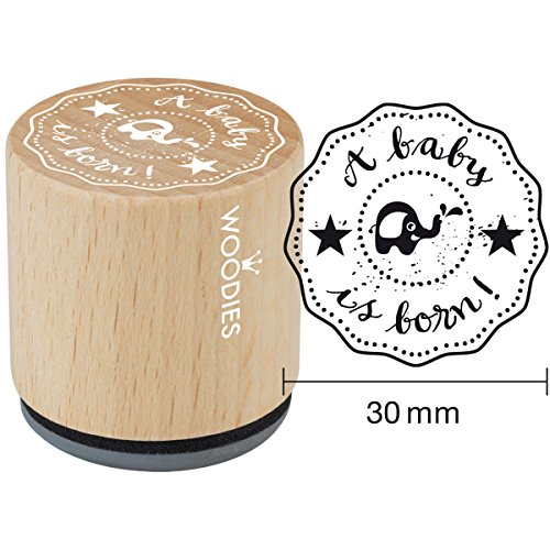 Woodies montiert Gummi Stempel 1.35-inch A Baby is Born, Acryl, Mehrfarbig, 3-teilig von Woodies