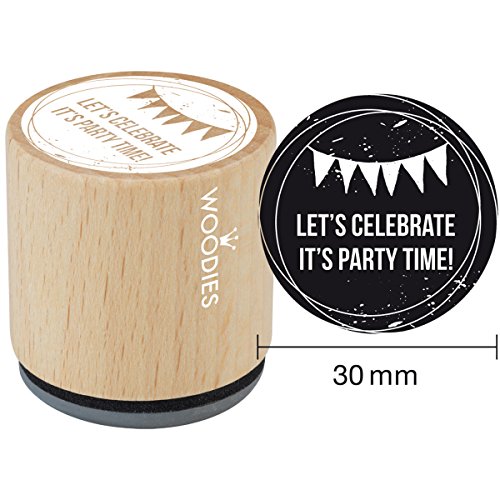 Woodies montiert Gummi Stempel 1.35-inch Let 's Celebrate IT 'S Party TIME, Acryl, Mehrfarbig, 3-teilig von Woodies