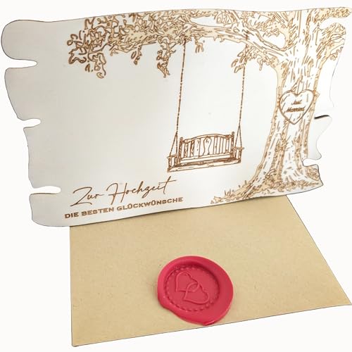 Woodland Mail Hochzeitskarte aus Holz mit detaillierter Gravur - Karte Hochzeit von Woodland Mail