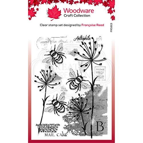 Woodware FRS813 Francoise Collection Stempel-Set mit drei Bienen, durchsichtig, 4 x 6 inches von Woodware