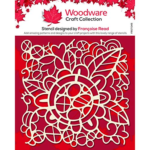 Woodware FRST045 Stencil Francoise Collection – Flower Doodle – Schablone, Holz, durchsichtig, 6.8 x 6.8 inches von Woodware