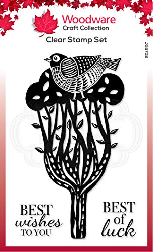 Woodware JGS702 Jane Gill – Clear Magic Stempel-Set – Lino-Schnitt – Perching Bird, durchsichtig, 4 x 6 inches von Woodware