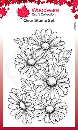 Woodware JGS705 Klare Set Five Daisies-transparenter Photopolymer-Stempel, haftet an Acrylblöcken, dekoratives Zubehör für Karten, Journal, DIY-Basteln/Kunst, Durchsichtig, 4 x 6 inches von Woodware