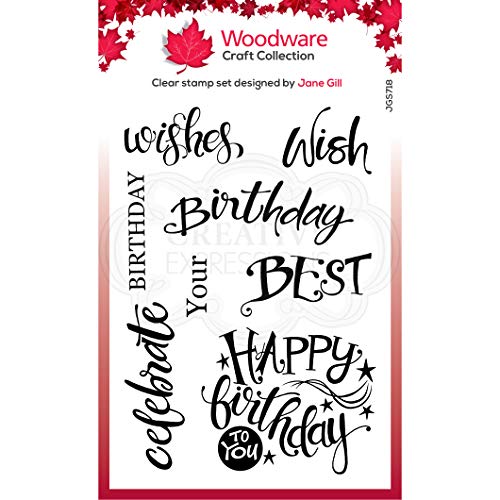 Woodware JGS718 Stamp Jane Gill-Clear Magic-A Birthday Moment Stempel-Set, durchsichtig, 4 x 6 inches von Woodware