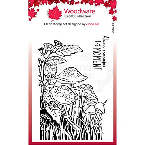 Woodware JGS744 Jane Gill – Clear Magic Stempel-Set – Lino-Schnitt – Fliegenpilze, durchsichtig, 10 x 15 cm Approx von Woodware