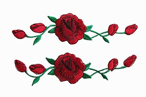 Woohome Flicken Patches, 2 Stück Floral Rose Aufbügeln Flower Aufnäher Patches zum Basteln, Nähen, Bekleidung, Andere Stoffe von Woohome