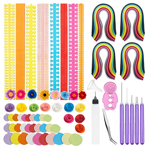 Woohome 122 Stück Papier Streifen Quilling Werkzeug Set, Papier Quilling Handgemachte Blumen Design Papier Kunst Quilling für Handwerk, Haus Dekoration von Woohome