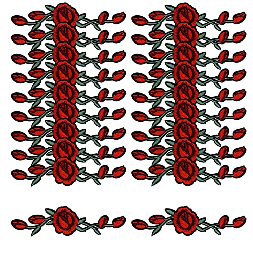Woohome 20 Stück Rose Patch Sticker, Rose Patches zum Aufbügeln Flicken Patches für Basteln, Nähen, Bekleidung Woohome 20 Stück Rose Patch Sticker, Rose Patches zum Aufbügeln Flicken Patches für Basteln, Nähen, Bekleidung von Woohome