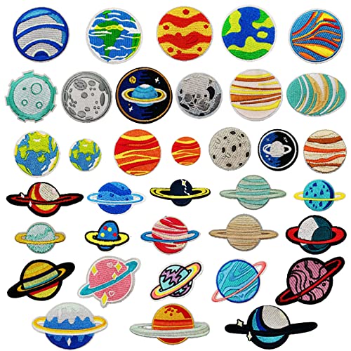 Woohome 36 Stück Patches zum Aufbügeln, Space Astronaut Flicken Patches Patch Sticker Gemischt Raumfahrzeug Planet Applikation Flicken zum Aufbügeln für DIY T-Shirt Jeans Kleidung Woohome 36 Stück Patches zum Aufbügeln, Space Astronaut Flicken Patches Patch Sticker Gemischt Raumfahrzeug Planet Applikation Flicken zum Aufbügeln für DIY T-Shirt Jeans Kleidung von Woohome