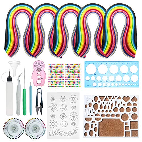 Woohome Papier Streifen Quilling Werkzeug-Set, Papier Quilling Set mit 26 Farben 1330 Streifen Quilling Papier und 13 Stück Quilling Werkzeuge von Woohome