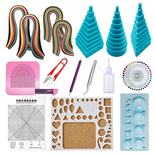 Woohome Papier Streifen Quilling Werkzeug-Set, Papier Quilling Set mit 36 Farben 880 Streifen Quilling Papier und 12 Quilling Werkzeuge von Woohome